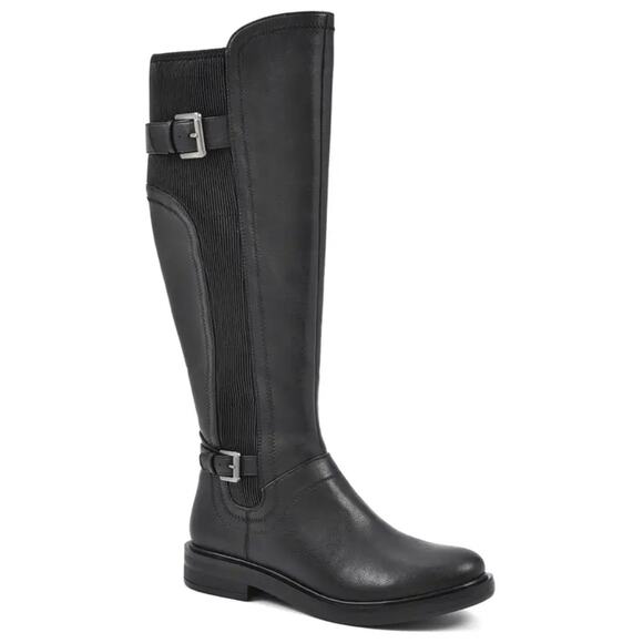 White Mountain Black Meditate Tall Riding Boot Women's Size 6M Stretch Panel NWB - Picture 1 of 9